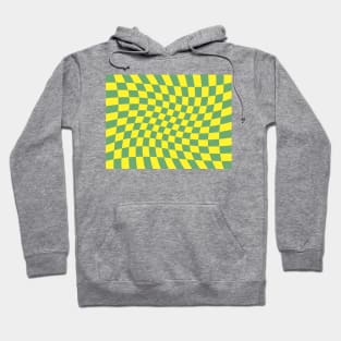 Twisted Checkered Square Pattern - Yellow & Fern Green Hoodie